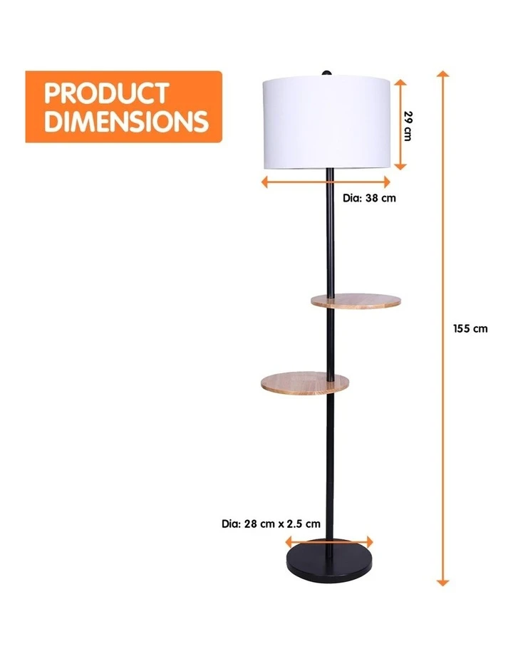 Deals β¨ Sarantino Metal Floor Lamp Stand With Black Post In Round Shade Wooden Shelves White π 2 Deals β¨ Sarantino Metal Floor Lamp Stand With Black Post In Round Shade Wooden Shelves White π - Image 2