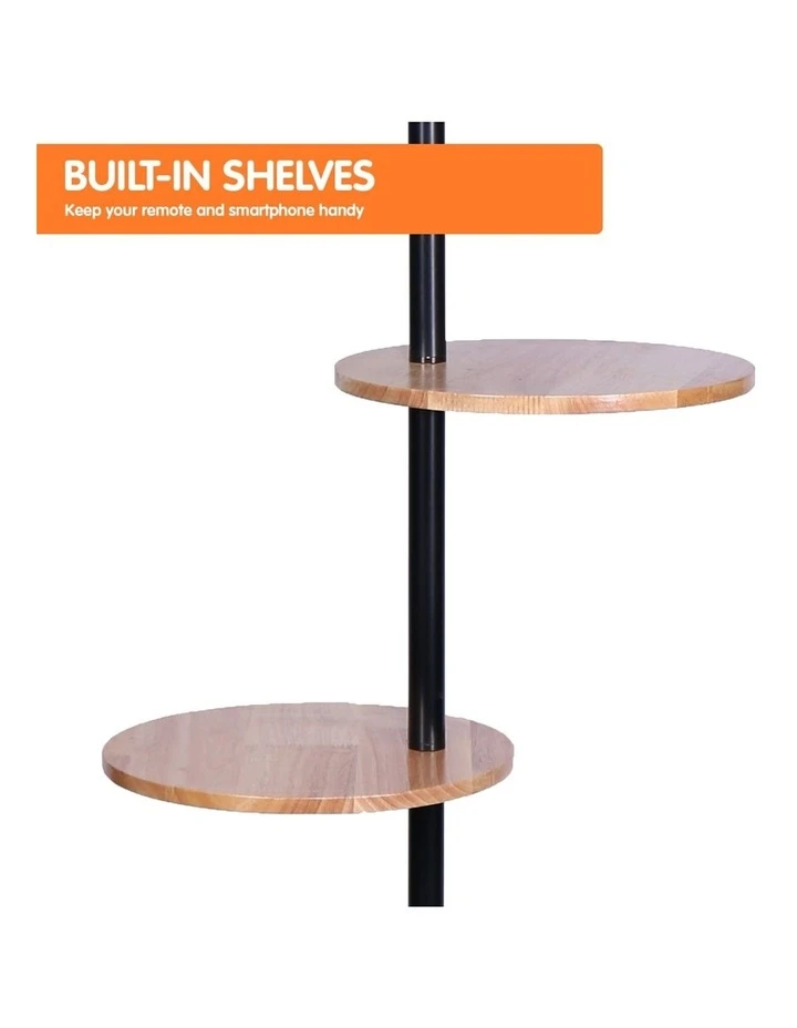 Deals β¨ Sarantino Metal Floor Lamp Stand With Black Post In Round Shade Wooden Shelves White π 4 Deals β¨ Sarantino Metal Floor Lamp Stand With Black Post In Round Shade Wooden Shelves White π - Image 4