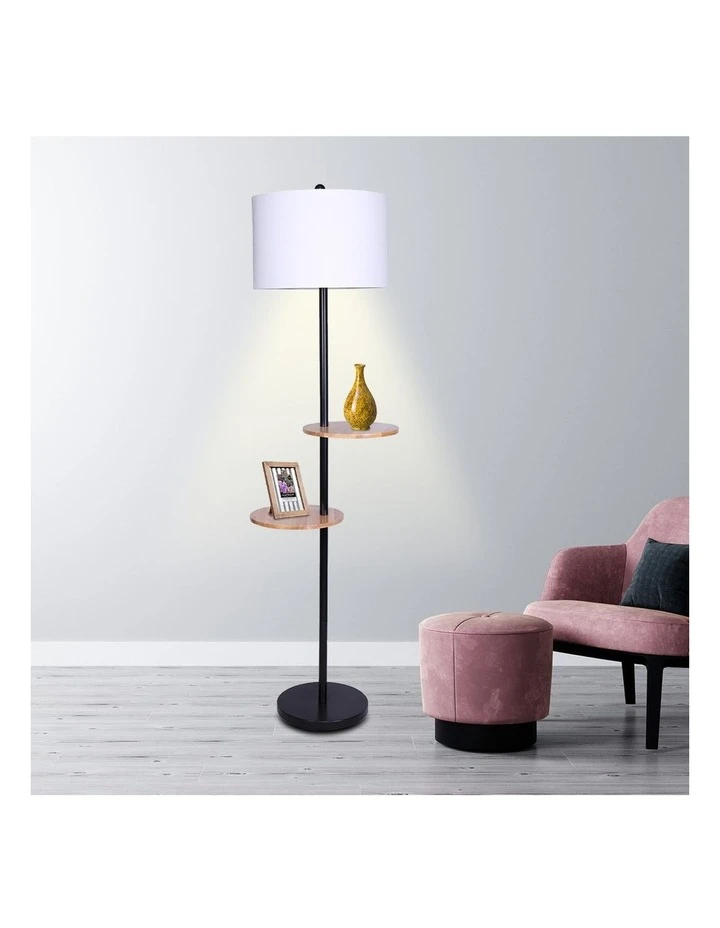 Deals β¨ Sarantino Metal Floor Lamp Stand With Black Post In Round Shade Wooden Shelves White π 5 Deals β¨ Sarantino Metal Floor Lamp Stand With Black Post In Round Shade Wooden Shelves White π - Image 5