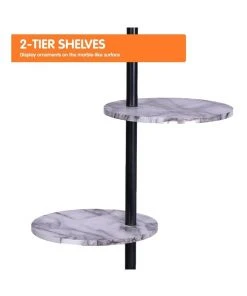 Deals 👏 Sarantino Metal Floor Lamp Stand Black Post In Round Shade Marble Finish Shelves White ✔️ -Deals Home Décor Store 828975970 4 720x928