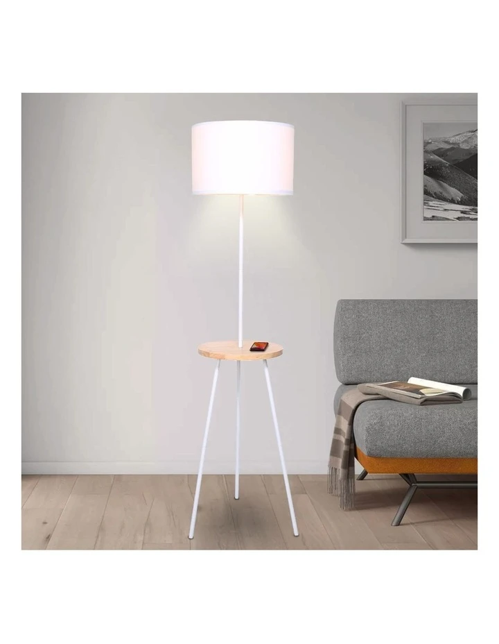 Deals π Sarantino Metal Floor Lamp Stand Tripod In Round Shade Wooden Table Shelf White βοΈ 5 Deals π Sarantino Metal Floor Lamp Stand Tripod In Round Shade Wooden Table Shelf White βοΈ - Image 5