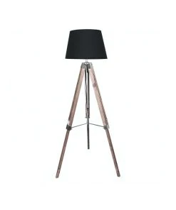 Top 10 🎁 Sarantino Solid Wood Tripod Floor Lamp Adjustable Height Stand Black Linen Round Shade ✔️