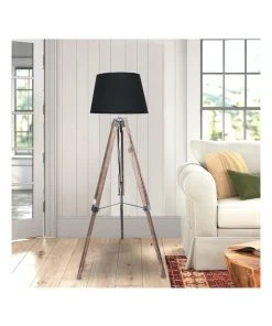 Top 10 🎁 Sarantino Solid Wood Tripod Floor Lamp Adjustable Height Stand Black Linen Round Shade ✔️ -Deals Home Décor Store 828976150 6 720x928