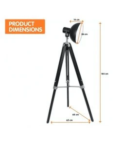 Promo 😀 Sarantino Tripod Floor Spot Lamp With Adjustable Height Metal Shade Black Reading Light 🥰 -Deals Home Décor Store 828976330 5 720x928
