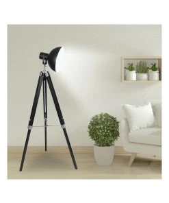Promo 😀 Sarantino Tripod Floor Spot Lamp With Adjustable Height Metal Shade Black Reading Light 🥰 -Deals Home Décor Store 828976330 6 720x928