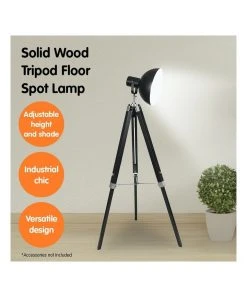 Promo 😀 Sarantino Tripod Floor Spot Lamp With Adjustable Height Metal Shade Black Reading Light 🥰 -Deals Home Décor Store 828976330 7 720x928