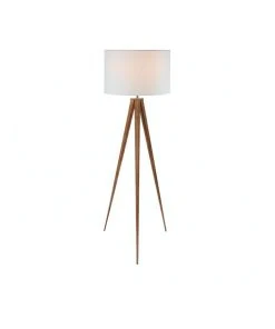 Promo 🥰 Sarantino Floor Lamp Tripod Stand In Round Drum Shade Wood Finish Legs Light Reading ⌛