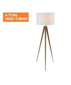 Promo 🥰 Sarantino Floor Lamp Tripod Stand In Round Drum Shade Wood Finish Legs Light Reading ⌛ -Deals Home Décor Store 828976420 5 720x928