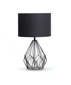 Flash Sale 😉 Sarantino Metal Wire Table Lamp Black Finish Reading Light With Black Drum Shade 💯