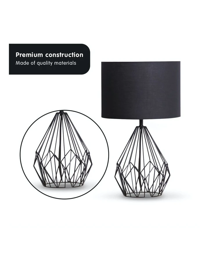 Flash Sale π Sarantino Metal Wire Table Lamp Black Finish Reading Light With Black Drum Shade π― 4 Flash Sale π Sarantino Metal Wire Table Lamp Black Finish Reading Light With Black Drum Shade π― - Image 4