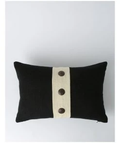 Promo βοΈ Darren Palmer Andros Jute Panel With Button Trims Breakfast Cushion Black β€οΈ