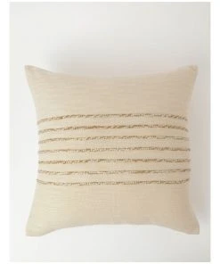 Brand new β Australian House & Garden Wollongbar Jute Stripe Panel Cotton 50X50cm Cushion Natural π