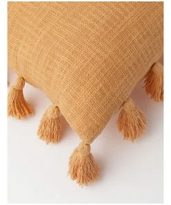 Discount 😀 Vue Gibraltar Cotton Slub Cotton Cushion w/ Tassels in Peach 😉 -Deals Home Décor Store 832960360 2 720x928