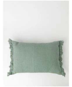 Buy β Australian House & Garden Coachwood Ribbed Cotton Woven Cushion w/ Fringe in Eucalyptus π₯°