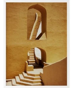 Best reviews of ⌛ Urban Road Winding Staircase Mustard Print White Frame 🎁