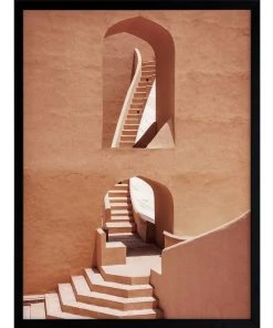 Cheap 😍 Urban Road Winding Staircase Terracotta Print Black Frame 🔔