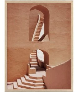 Wholesale 🎁 Urban Road Winding Staircase Terracotta Print Oak Frame 😉
