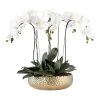 Promo 🧨 Vicky Yao Real Touch PEVA 6 stems White Phalaenopsis Arrangement in Golden pot ⭐