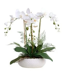 Top 10 ⌛ Vicky Yao Real Touch PEVA 3 stems White Phalaenopsis Arrangement in White pot ⭐