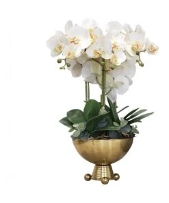 Buy ❤️ Vicky Yao Luxury Artificial Orchids Arrangemen in Golden Trangle Ball Vase 😍