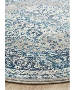 Discount 😉 Rug Culture Babylon 207 Blue Round Rug 😀 -Deals Home Décor Store 838362520 3 720x928