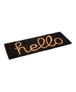 Budget 🌟 Fab Habitat Hello - Black PVC Backed Coir Doormat 45x75 cm ✔️ -Deals Home Décor Store 840968020 3 720x928