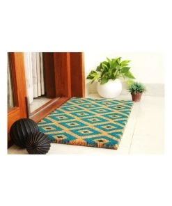 Hot Sale 🤩 Fab Habitat Kimberley Blue PVC Backed Coir Doormat 60x90 cm ❤️ -Deals Home Décor Store 840968200 3 720x928