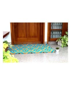 Best Sale 😍 Fab Habitat Kimberley Blue PVC Backed Coir Doormat 45x75 cm 🛒
