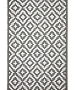 Wholesale ✔️ Fab Habitat 180x270cm Aztec Grey & White Recycled Plastic Outdoor Rug and Mat 🌟