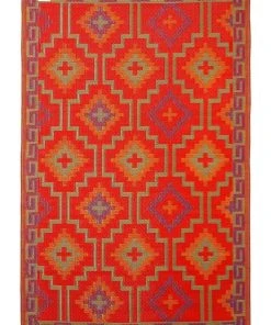 Discount ❤️ Fab Habitat 180x270cm Lhasa Orange & Violet Recycled Plastic Outdoor Rug and Mat ✨