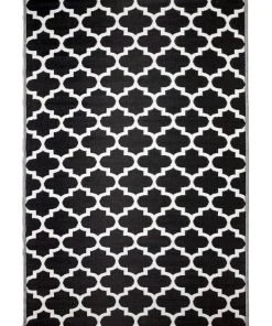 Cheap 👍  Fab Habitat 180x270 cm Recycled Plastic Outdoor Rug and Mat Tangier Black and White 🔔
