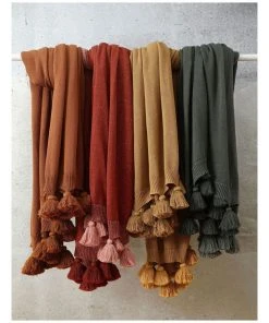 Best Pirce 🔔 M.M Linen Birch Throw in Cinnabar ⭐