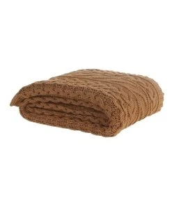 Deals ✔️ M.M Linen Cable Knit Throw in Spice 🔥