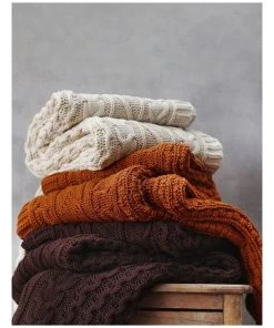 Deals ✔️ M.M Linen Cable Knit Throw in Spice 🔥 -Deals Home Décor Store 841634740 3 720x928