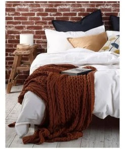 Deals ✔️ M.M Linen Cable Knit Throw in Spice 🔥 -Deals Home Décor Store 841634740 4 720x928