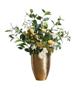 Coupon ❤️ Vicky Yao Natural Look Lemon and Flower In Hand Made Indian Vase 💯