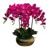 Wholesale 🎁 Vicky Yao Exclusive Design Fuschia 10 Stems Artificial Orchids arrangement in Golden Pot 🤩