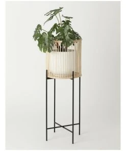 Best Sale 🥰 Vue Pulse 80cm Natural Bamboo & Metal Planter Stand 💯
