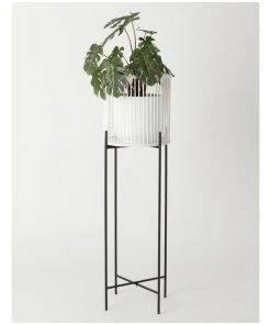 Buy ✔️ Vue Pulse 100cm White Bamboo And Metal Planter Stand 🎉