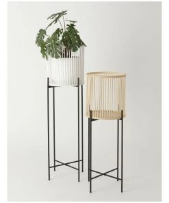 Buy ✔️ Vue Pulse 100cm White Bamboo And Metal Planter Stand 🎉 -Deals Home Décor Store 847318960 3 720x928