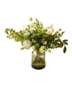 Outlet 👏 Vicky Yao Faux Floral - Exclusive Design Green Spring Artificial Flower Arrangement ✔️