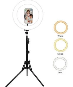 Coupon ⭐ Sansai Dimmable 13W LED Ring Light Tripod Stand f/Photography Makeup Lighting Recording ✔️
