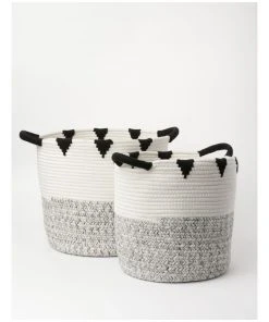 Deals π₯ Milkshake Shape Space Set of 2 Baskets in Black/White β
