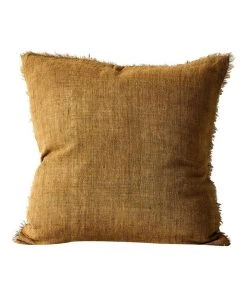 Best Pirce ⌛ Aura Home Vintage Linen Fringe Cushion in Bronze ⭐