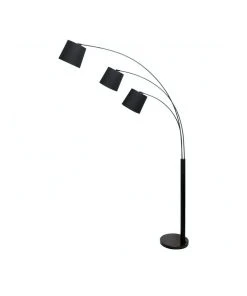 Deals ✨ Sarantino Adjustable 3-Light Tapered Shade Arc Floor Lamp Black ❤️