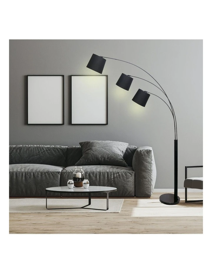 Deals ✨ Sarantino Adjustable 3-Light Tapered Shade Arc Floor Lamp Black ❤️ 2 Deals ✨ Sarantino Adjustable 3-Light Tapered Shade Arc Floor Lamp Black ❤️ - Image 2