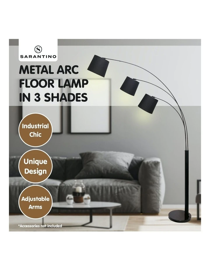 Deals ✨ Sarantino Adjustable 3-Light Tapered Shade Arc Floor Lamp Black ❤️ 3 Deals ✨ Sarantino Adjustable 3-Light Tapered Shade Arc Floor Lamp Black ❤️ - Image 3