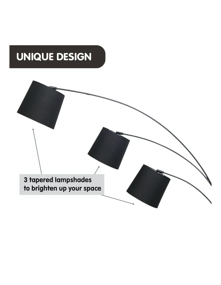Deals ✨ Sarantino Adjustable 3-Light Tapered Shade Arc Floor Lamp Black ❤️ 6 Deals ✨ Sarantino Adjustable 3-Light Tapered Shade Arc Floor Lamp Black ❤️ - Image 6