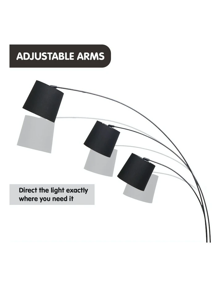 Deals ✨ Sarantino Adjustable 3-Light Tapered Shade Arc Floor Lamp Black ❤️ 7 Deals ✨ Sarantino Adjustable 3-Light Tapered Shade Arc Floor Lamp Black ❤️ - Image 7