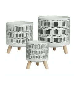 Coupon ✨ Cooper & Co Set of 3 Nested Black Stripe Terracotta Pots 🎁